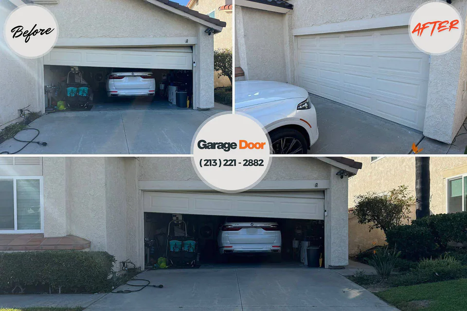 Before and after: garage door repair Humble, TX